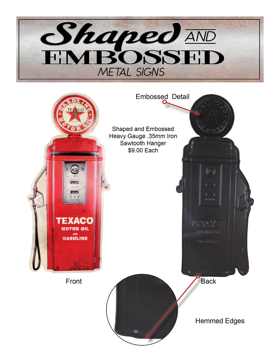 Shaped Embossed Metal Signs